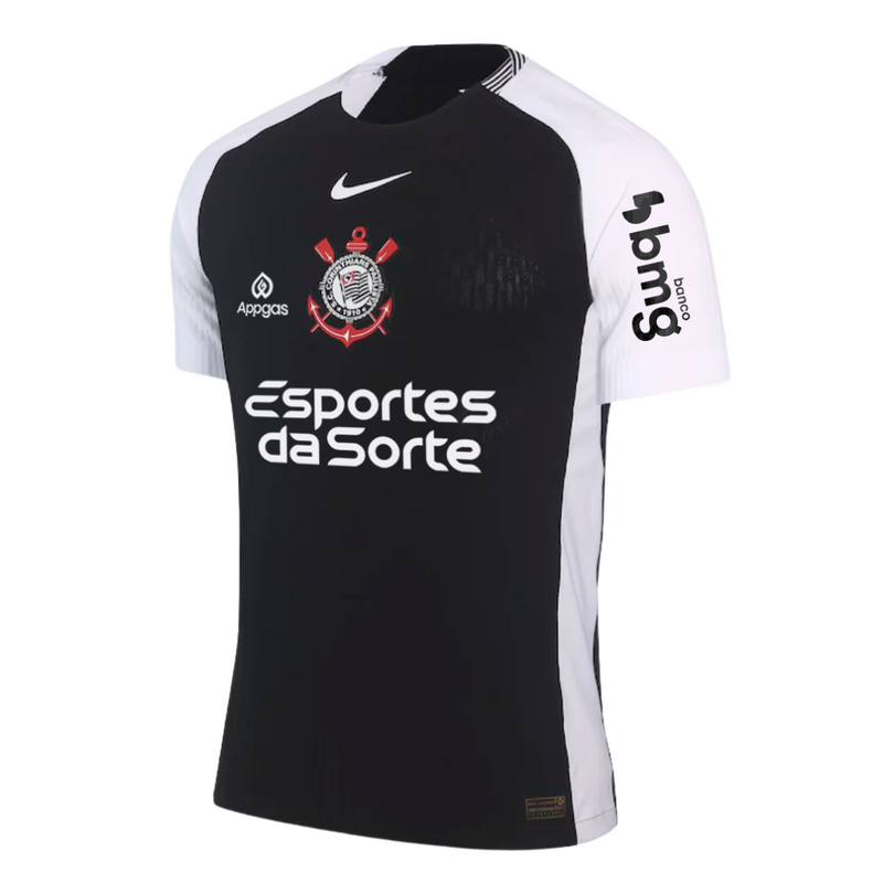 Camisa Corinthians Away 25/26 Jogador - Preta C/ Patrocínio