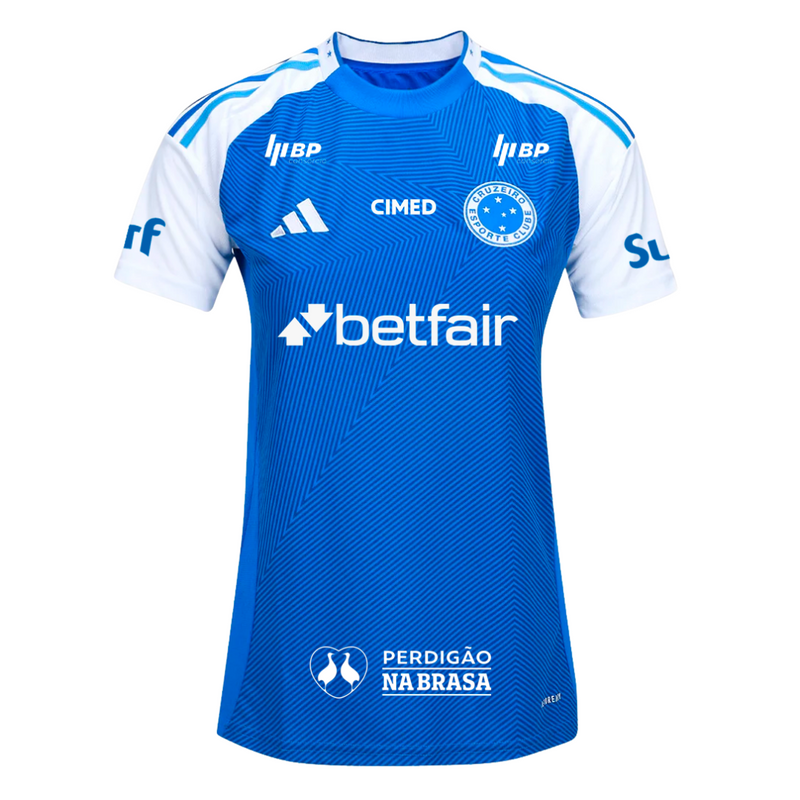 Camisa Cruzeiro Feminina Home 25/26 - Azul C/ Patrocínio