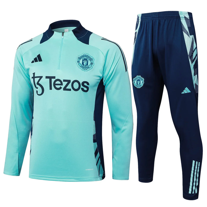 Conjunto Agasalho Treino Manchester United 24/25 - Azul Turquesa