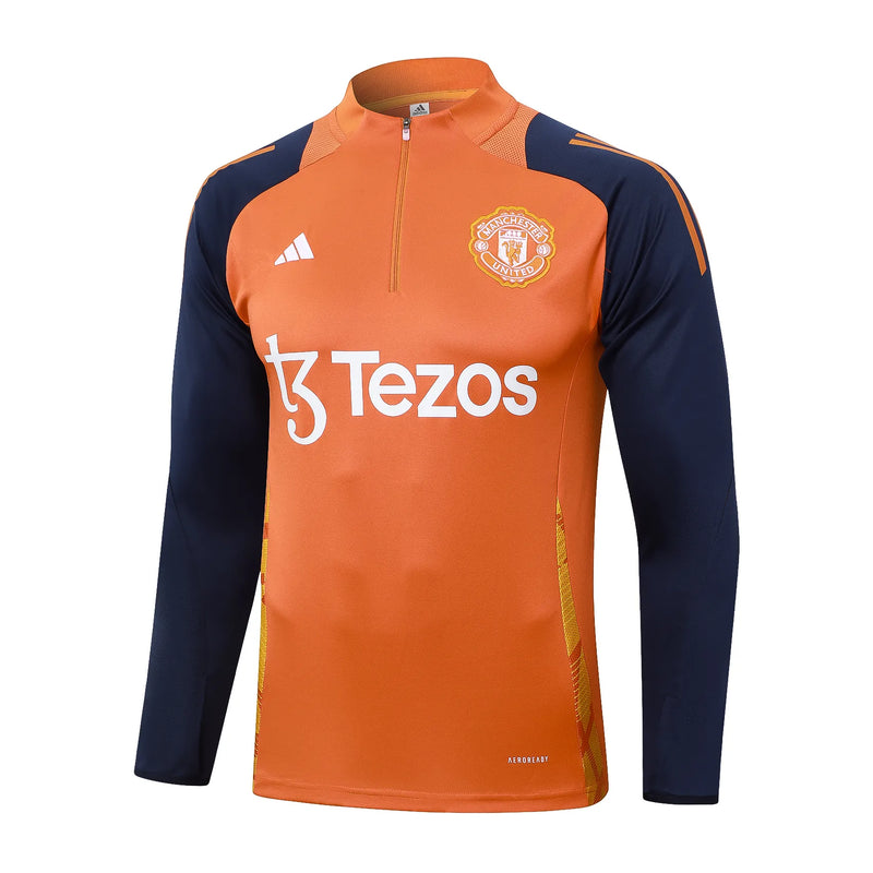 Conjunto Agasalho Treino Manchester United 24/25 - Laranja
