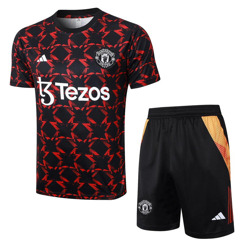Conjunto Manchester United Treino 24/25 - Vermelho e Preto