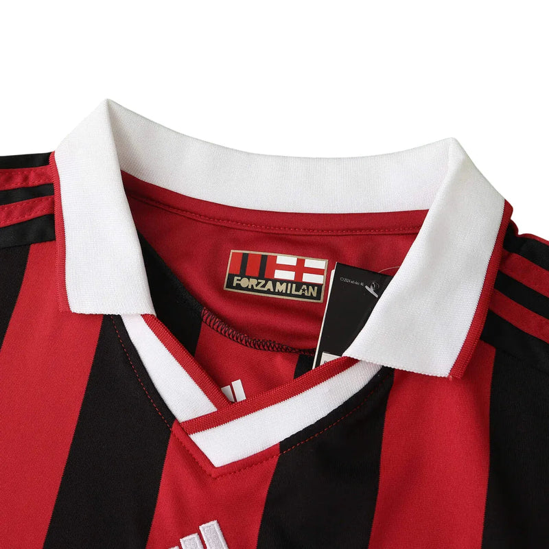 Camisa Milan Home 09/10 Retrô Manga Longa - Vermelha e Preta